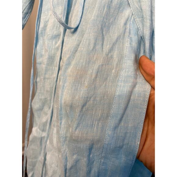 Scanlan Theodore Italian Linen Wrap Shirt Dress Blue size US 2 - Picture 6 of 8